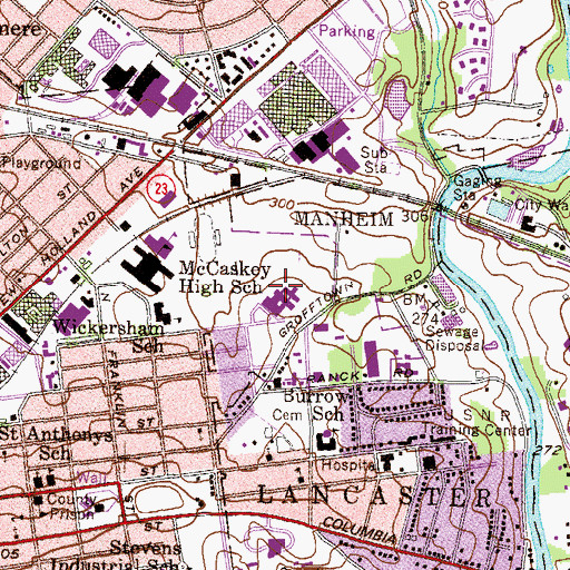 Topographic Map of Lincoln Junior High School, PA