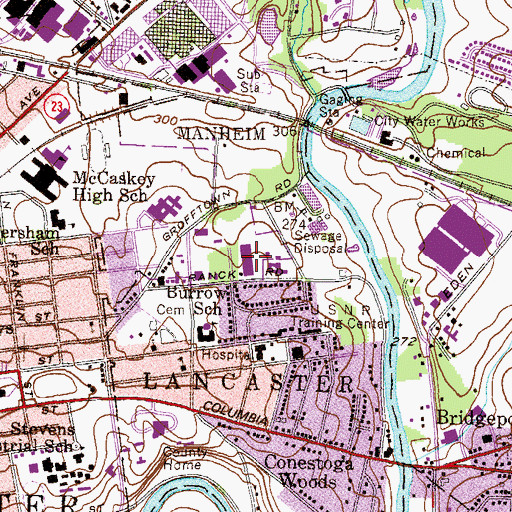 Topographic Map of Lancaster Christian Junior High School, PA