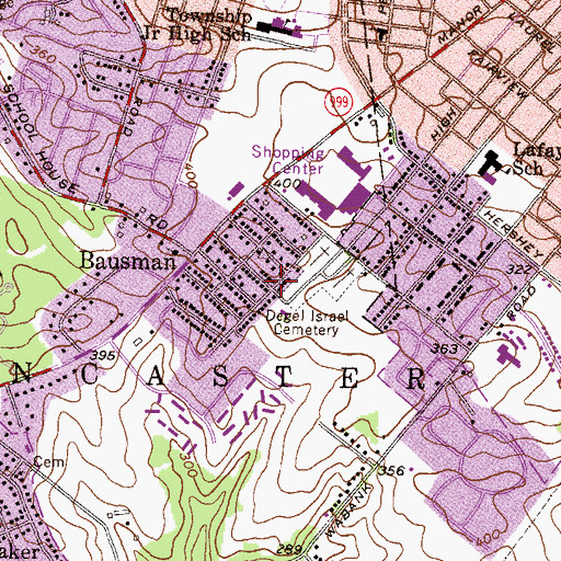 Topographic Map of Wheatland Junior High School, PA