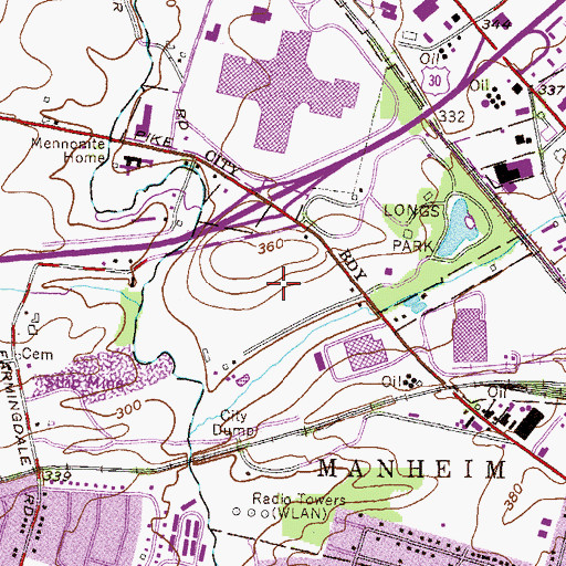 Topographic Map of Franklin and Marshall Athletic Field, PA