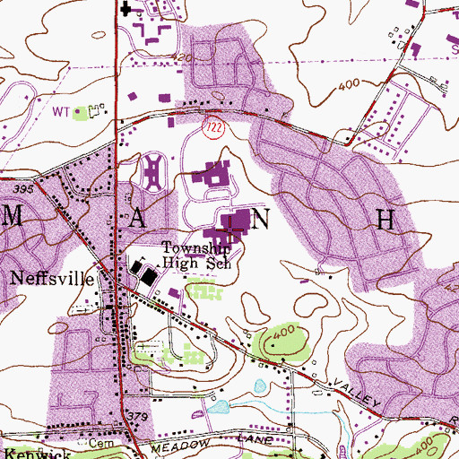 Topographic Map of Manheim High School, PA