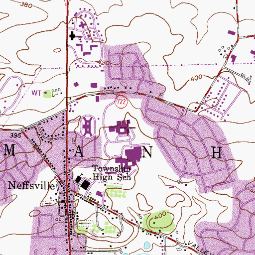 Topographic Map of Manheim Junior High School, PA