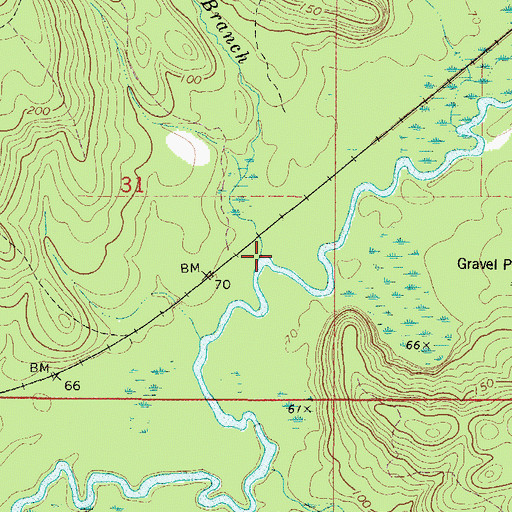 Topographic Map of Hand Pole Branch, AL