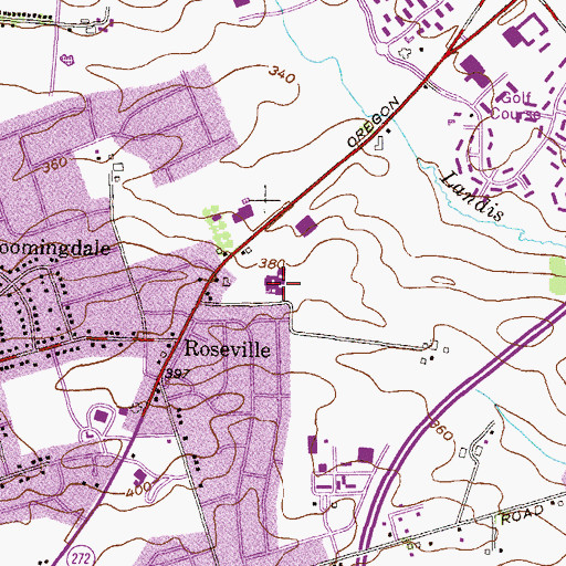 Topographic Map of Nitraver Elementary School, PA