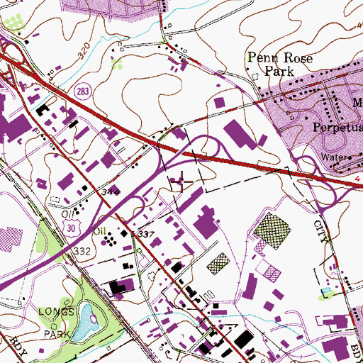 Topographic Map of Farm and Home Center, PA