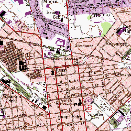 Topographic Map of Saint Ann School, PA