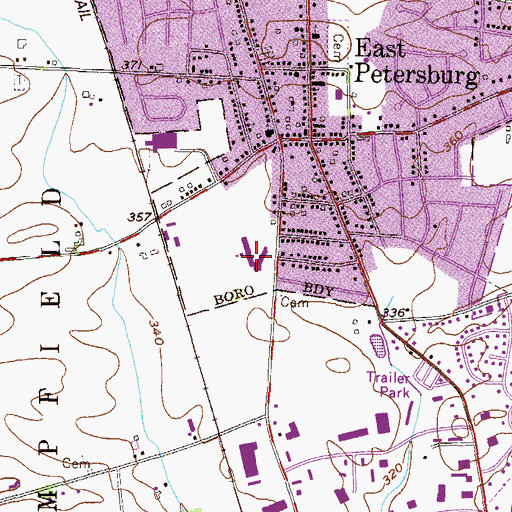 Topographic Map of East Petersburg Elementary School, PA