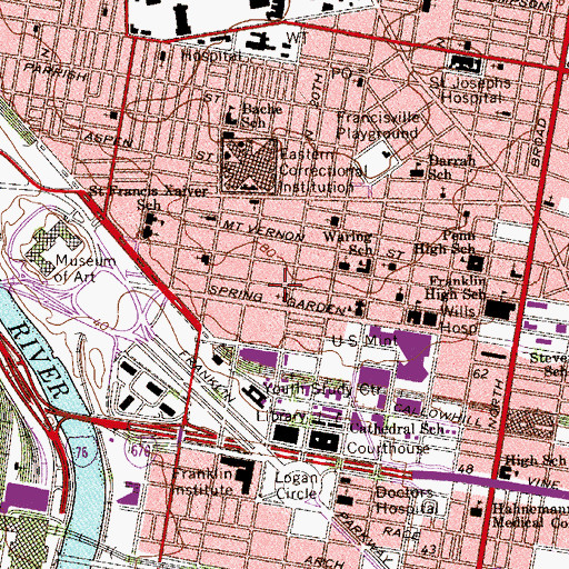 Topographic Map of Please Touch Museum, PA