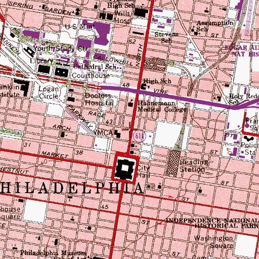 Topographic Map of Academy of Fine Arts, PA