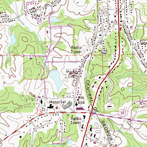 Topographic Map of Handy Cemetery, AL