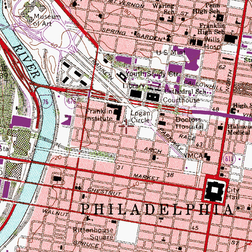 Topographic Map of Franklin Institute Research Lab, PA