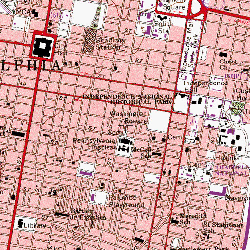 Topographic Map of Mikveh Israel Cemetery, PA