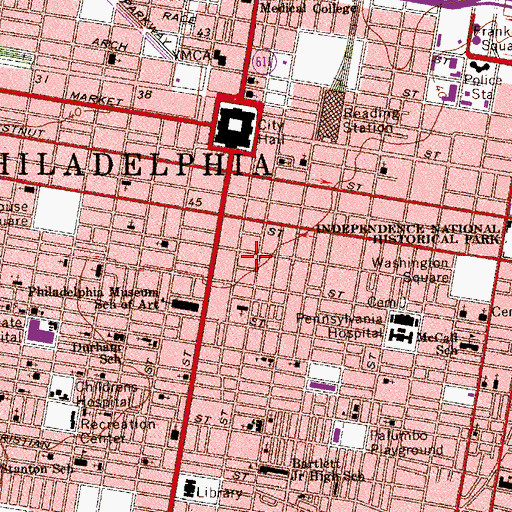 Topographic Map of Historical Society of Pennsylvaina, PA