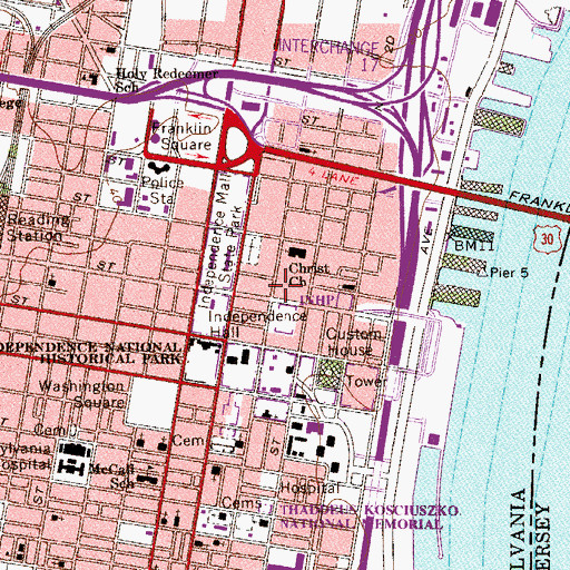 Topographic Map of Franklin Print Shop, PA