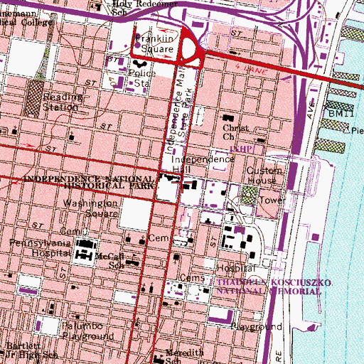 Topographic Map of Philosophical Hall, PA