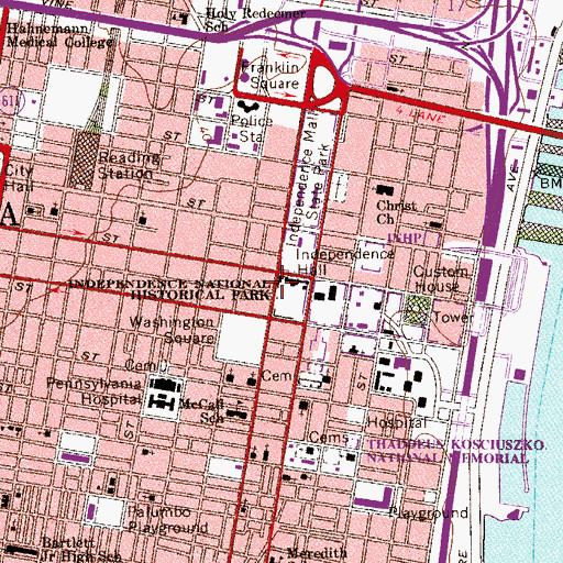 Topographic Map of Congress Hall, PA