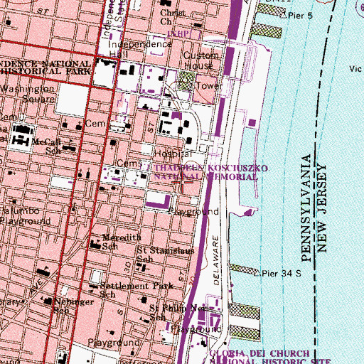Topographic Map of Head House Square, PA