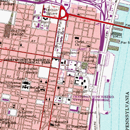 Topographic Map of Second Bank of the United States, PA