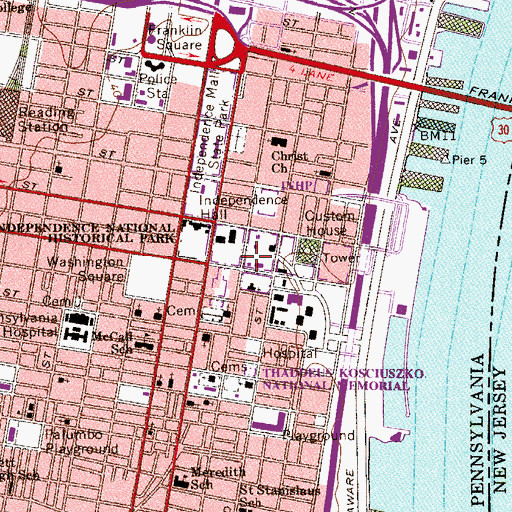 Topographic Map of Carpenters Hall, PA