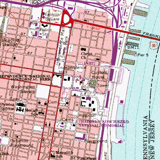 Topographic Map of Marine Corps Memorial Museum, PA