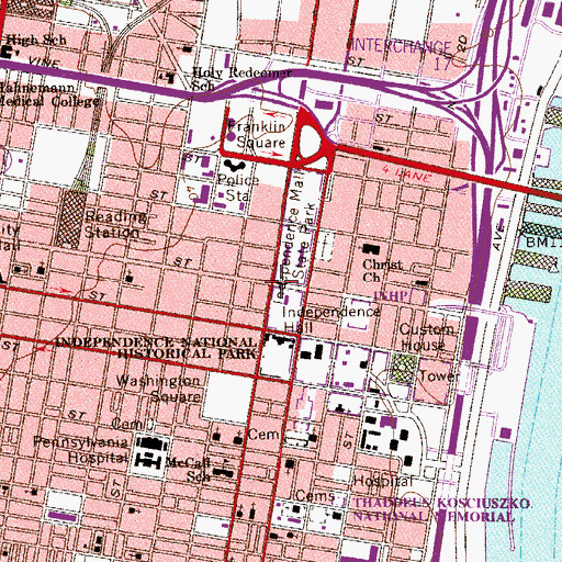 Topographic Map of Liberty Bell Pavilion, PA