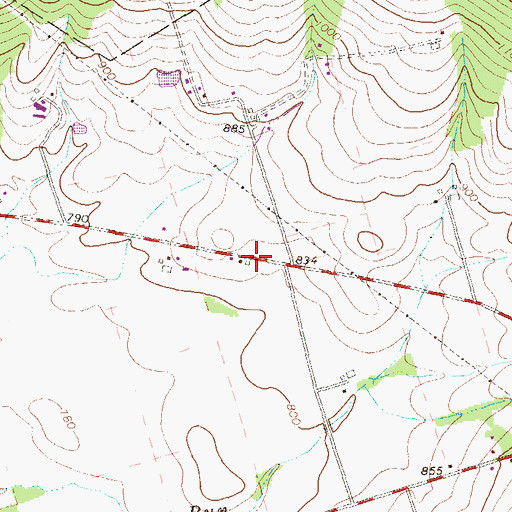 Topographic Map of Brick School, PA