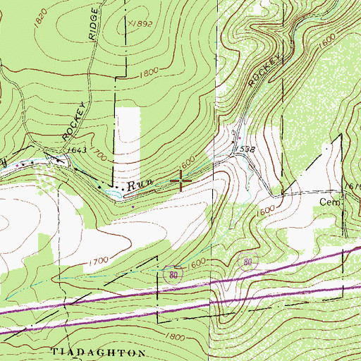 Topographic Map of Rockey School (historical), PA