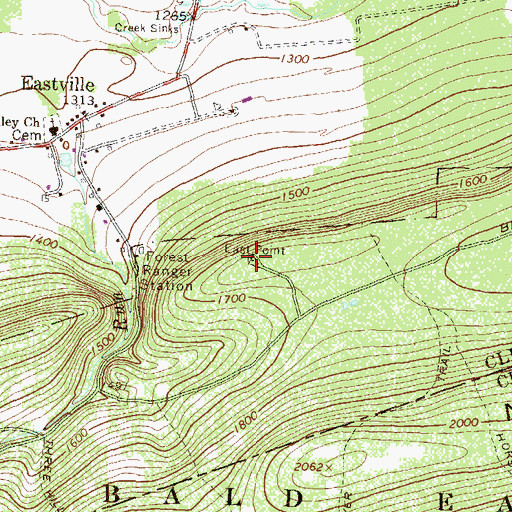 Topographic Map of East Point Fire Tower (historical), PA