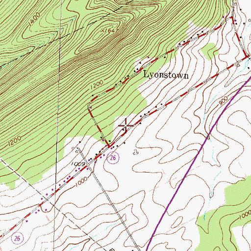 Topographic Map of Oak Grove School, PA