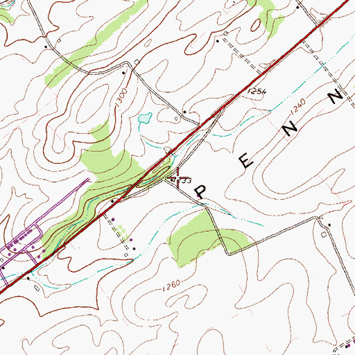 Topographic Map of Pine Stump School, PA