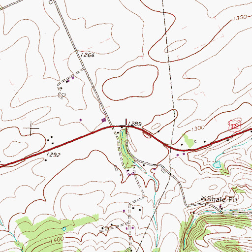 Topographic Map of Tussey Sink School, PA