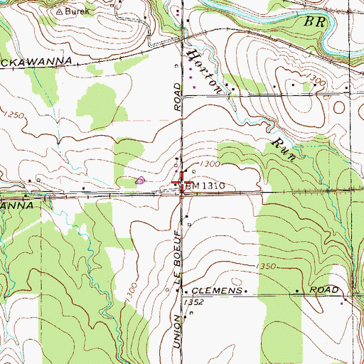 Topographic Map of Townline School, PA
