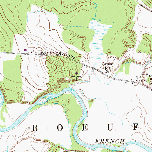 Topographic Map of LeBoeuf, PA