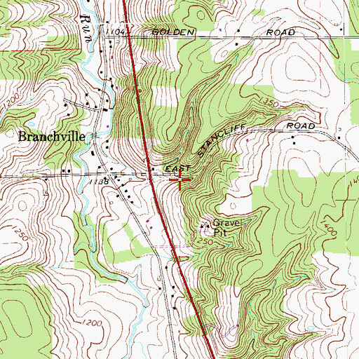 Topographic Map of Branchville School, PA