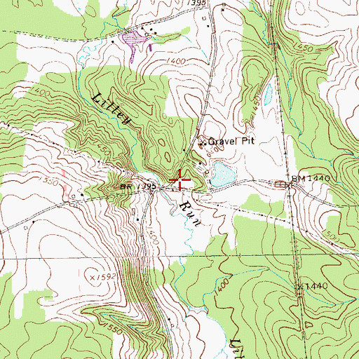 Topographic Map of Hemlock School, PA