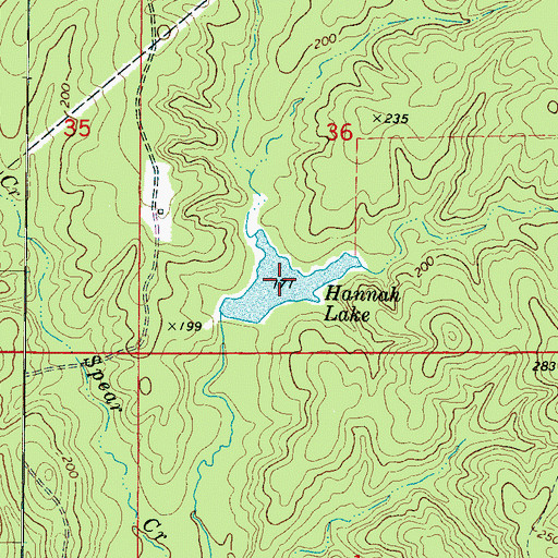 Topographic Map of Hannah Lake, AL