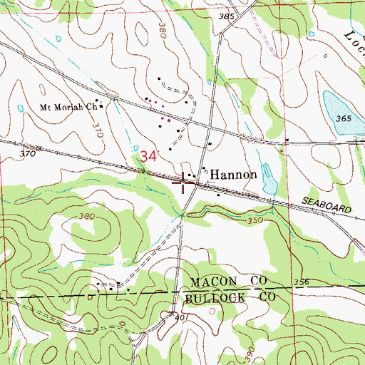Topographic Map of Hannon, AL