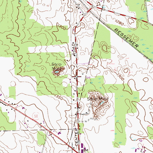 Topographic Map of Chestnut Ridge School, PA