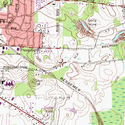 Topographic Map of Pinchalong School, PA
