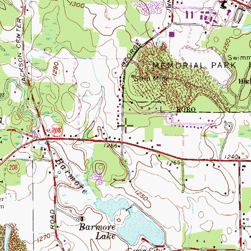 Topographic Map of Pinetop School, PA