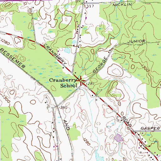 Topographic Map of Cranberry School, PA