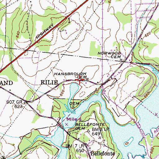 Topographic Map of Hansbrough Cemetery, AL