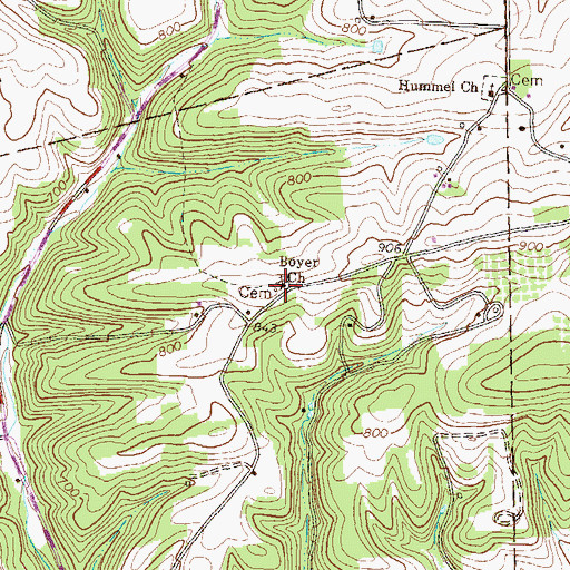Topographic Map of Boyer Cemetery, PA