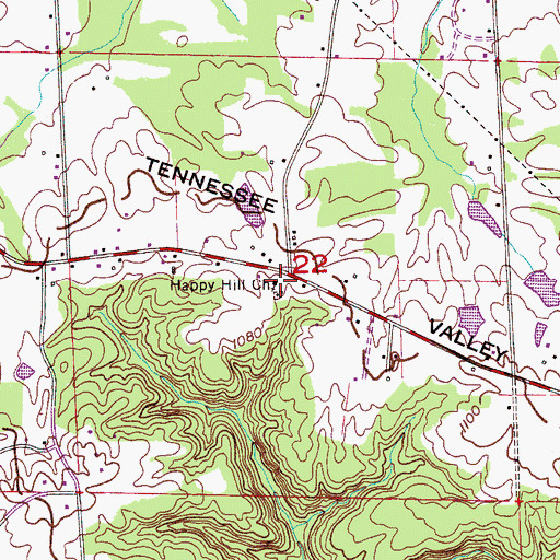 Topographic Map of Happy Hill Missionary Baptist Church, AL