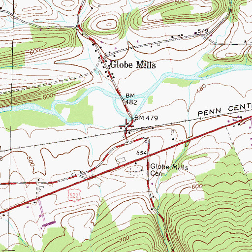 Topographic Map of Meiser Station, PA