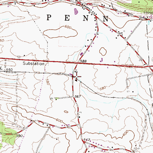 Topographic Map of Clifford Station, PA
