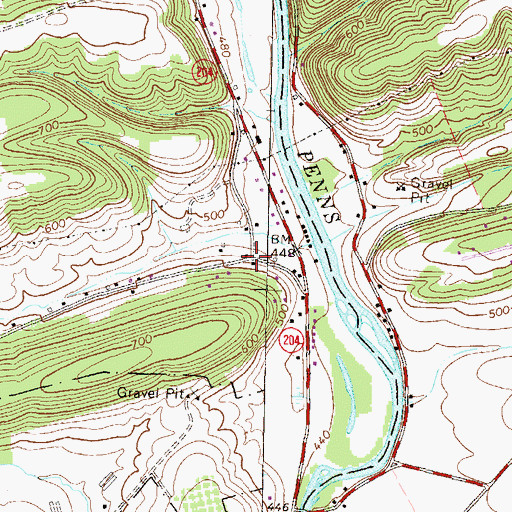 Topographic Map of Hill End School, PA