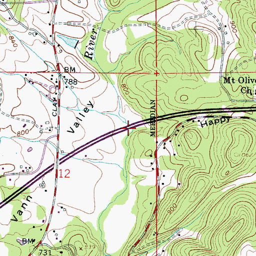 Topographic Map of Happy Hollow, AL