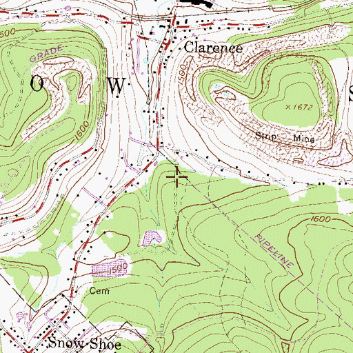 Topographic Map of Snow Shop Station, PA