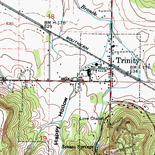 Topographic Map of Happy Hollow, AL